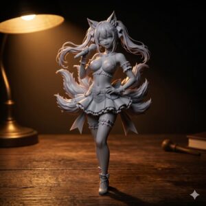 LudoVisions Anime Catgirl 1 – Figurine 3D résine style anime japonais à peindre