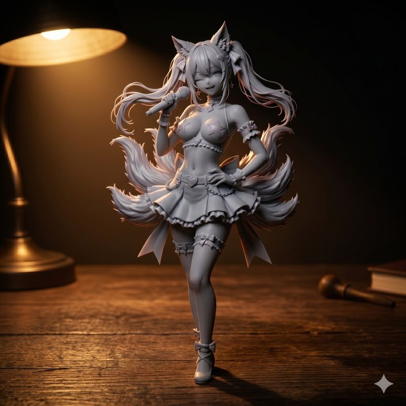 LudoVisions Anime Catgirl 1 – Figurine 3D résine style anime japonais à peindre