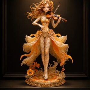 LudoVisions Violoniste d'Automne – Figurine résine série Les Quatre Saisons à peindre
