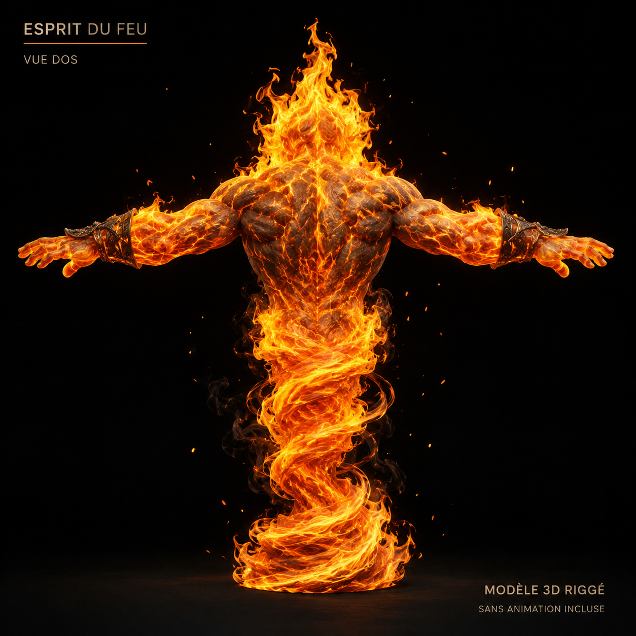Esprit du Feu – Élémentaire enflammé – Modèle 3D (Blender, FBX, OBJ, GLB) – Image 4
