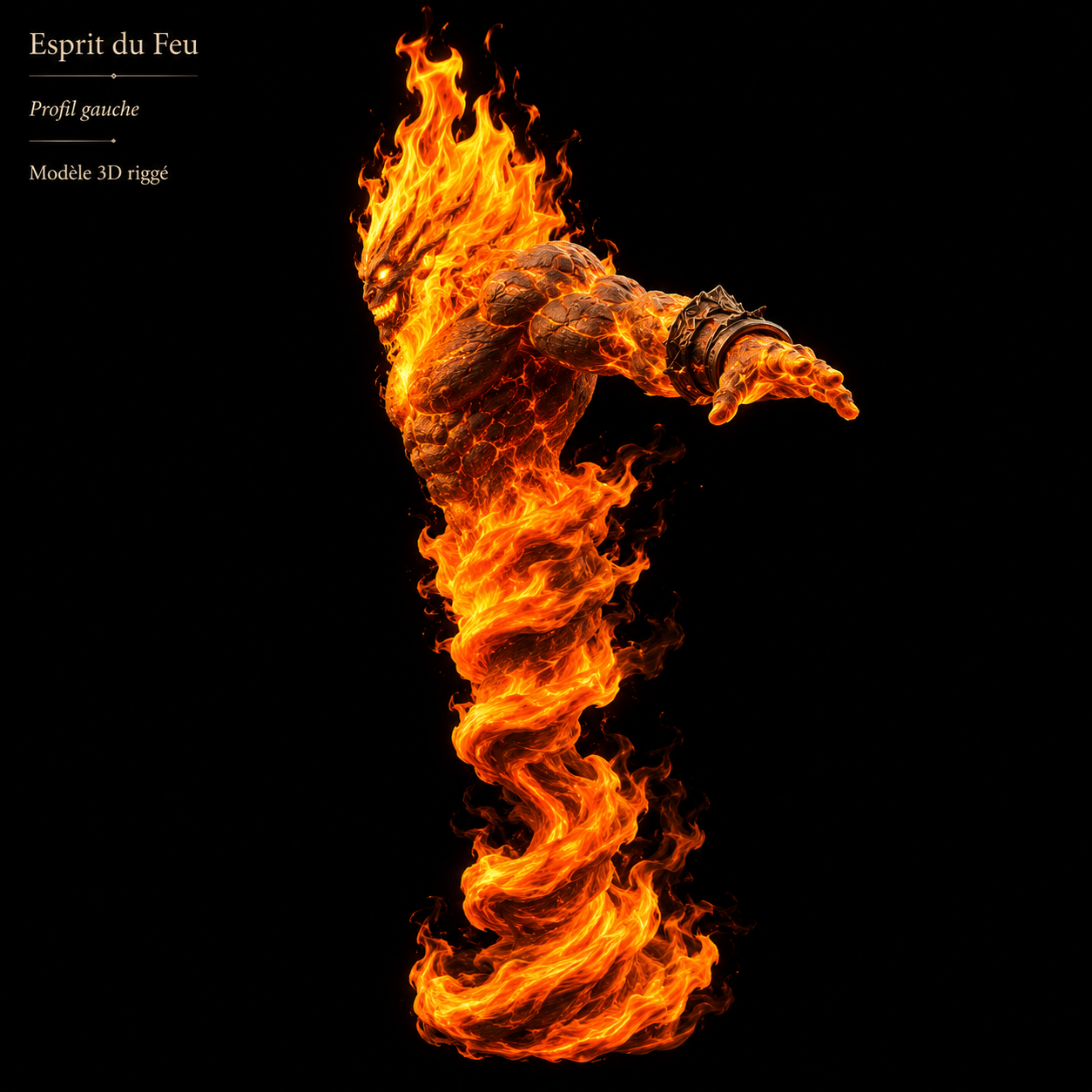 Esprit du Feu – Élémentaire enflammé – Modèle 3D (Blender, FBX, OBJ, GLB) – Image 5