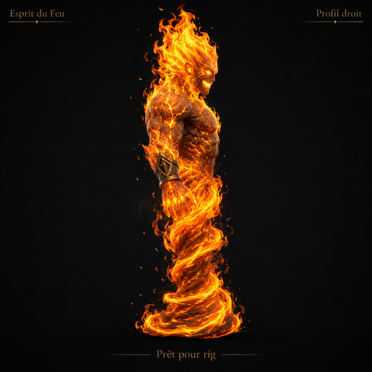 Esprit du Feu – Élémentaire enflammé – Modèle 3D (Blender, FBX, OBJ, GLB) – Image 6