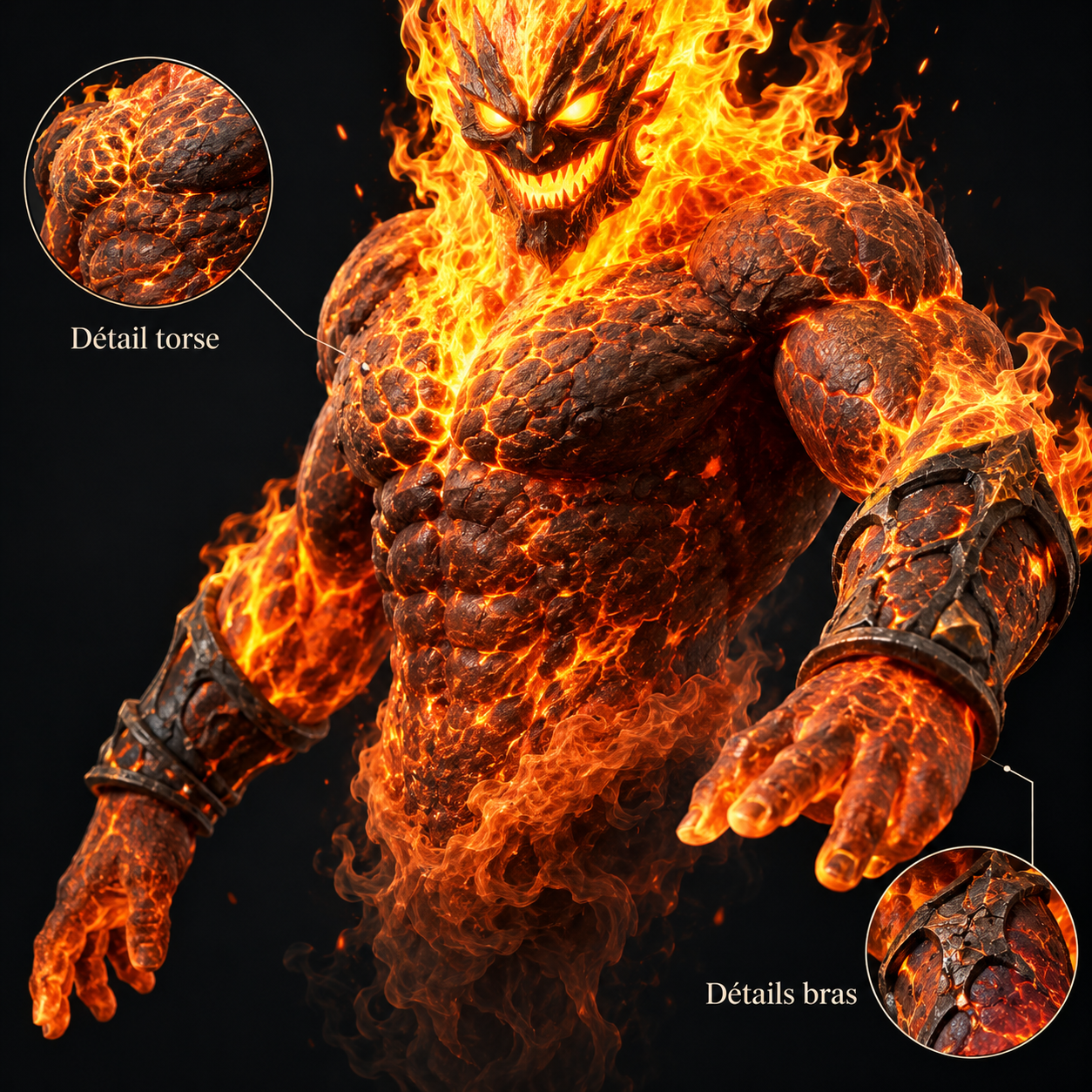 Esprit du Feu – Élémentaire enflammé – Modèle 3D (Blender, FBX, OBJ, GLB) – Image 8