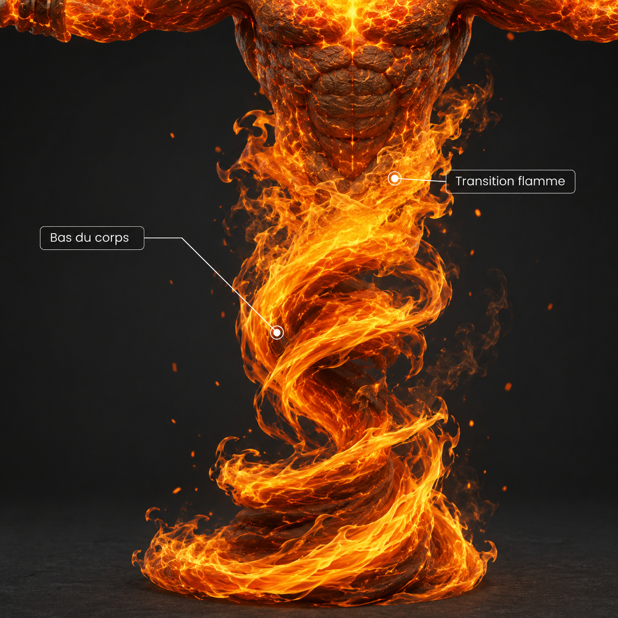 Esprit du Feu – Élémentaire enflammé – Modèle 3D (Blender, FBX, OBJ, GLB) – Image 9