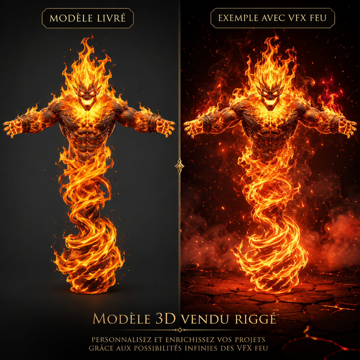 Esprit du Feu – Élémentaire enflammé – Modèle 3D (Blender, FBX, OBJ, GLB) – Image 10