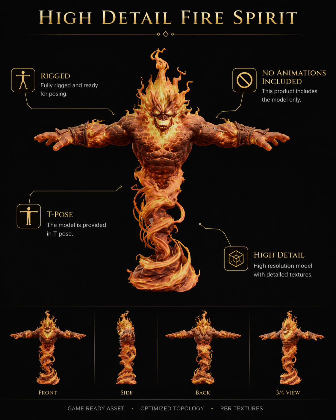 Esprit du Feu – Élémentaire enflammé – Modèle 3D (Blender, FBX, OBJ, GLB) – Image 19