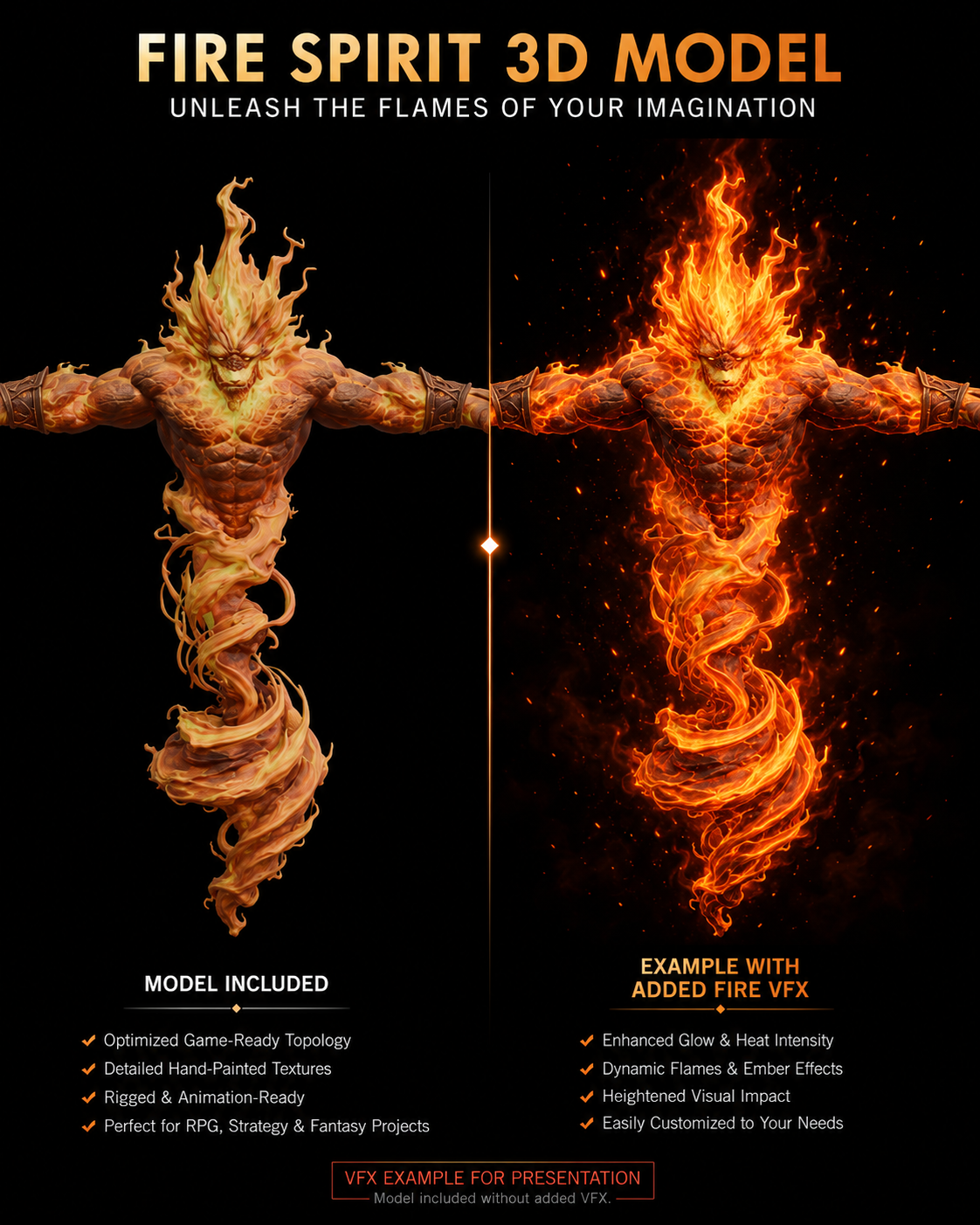 Esprit du Feu – Élémentaire enflammé – Modèle 3D (Blender, FBX, OBJ, GLB) – Image 20