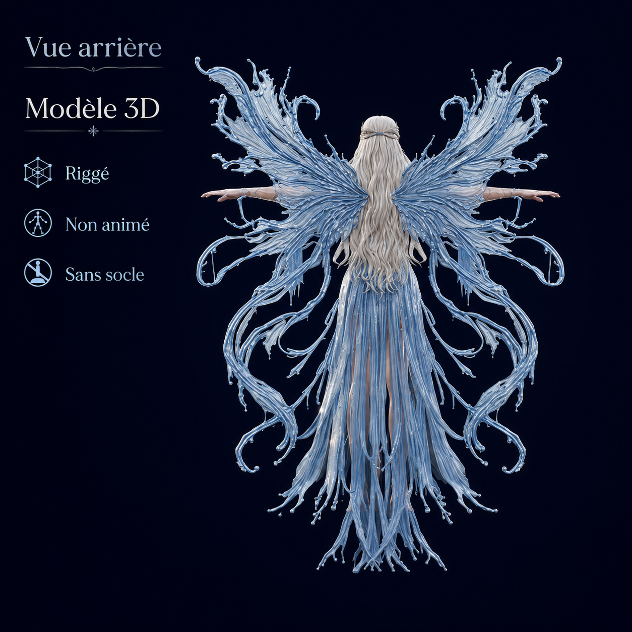 Esprit de l'Eau – Fée aquatique – Modèle 3D (Blender, FBX, OBJ, GLB) – Image 4