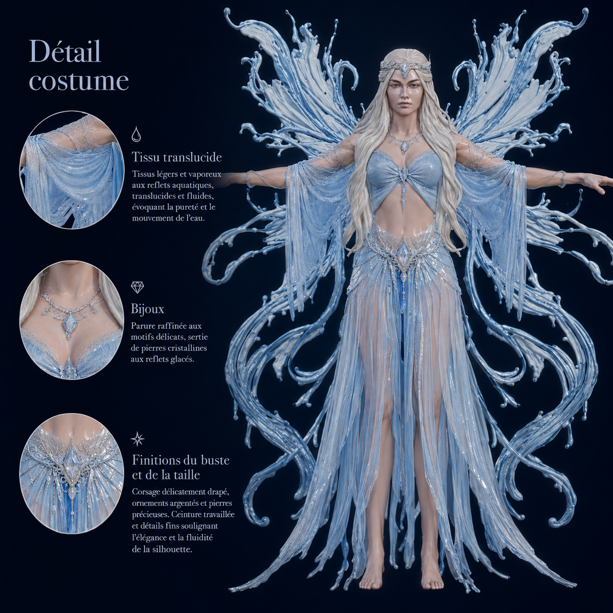 Esprit de l'Eau – Fée aquatique – Modèle 3D (Blender, FBX, OBJ, GLB) – Image 8