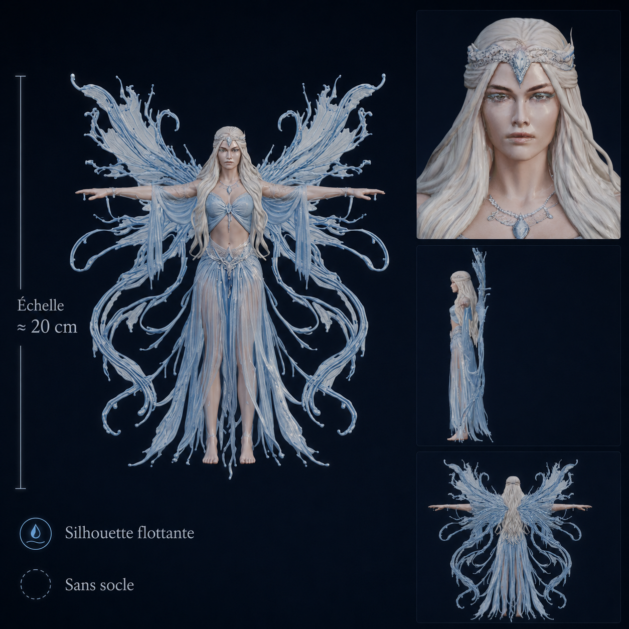 Esprit de l'Eau – Fée aquatique – Modèle 3D (Blender, FBX, OBJ, GLB) – Image 9