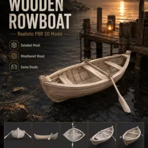Barque en Bois 3D Réaliste – Asset Naval