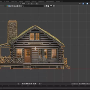 Chalet en Rondins – Cabane Rustique 3D